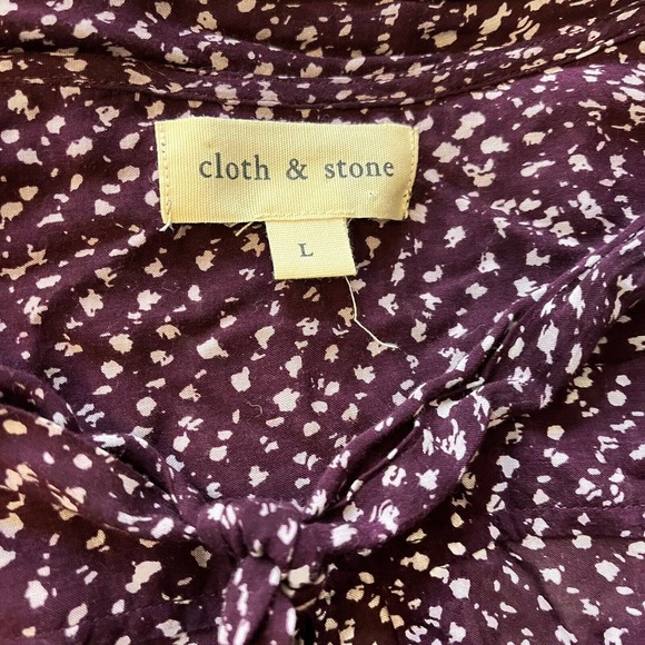 Cloth & Stone Top Womens Medium Purple Tie Neck Blouse Anthropologie L - Picture 6 of 7